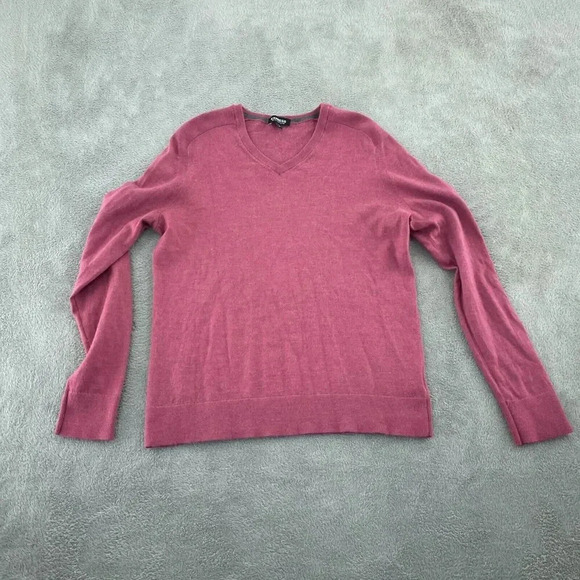 Express Merino Wool Blend V-Neck Sweater Womens Large Pink 3115 - Picture 1 of 8